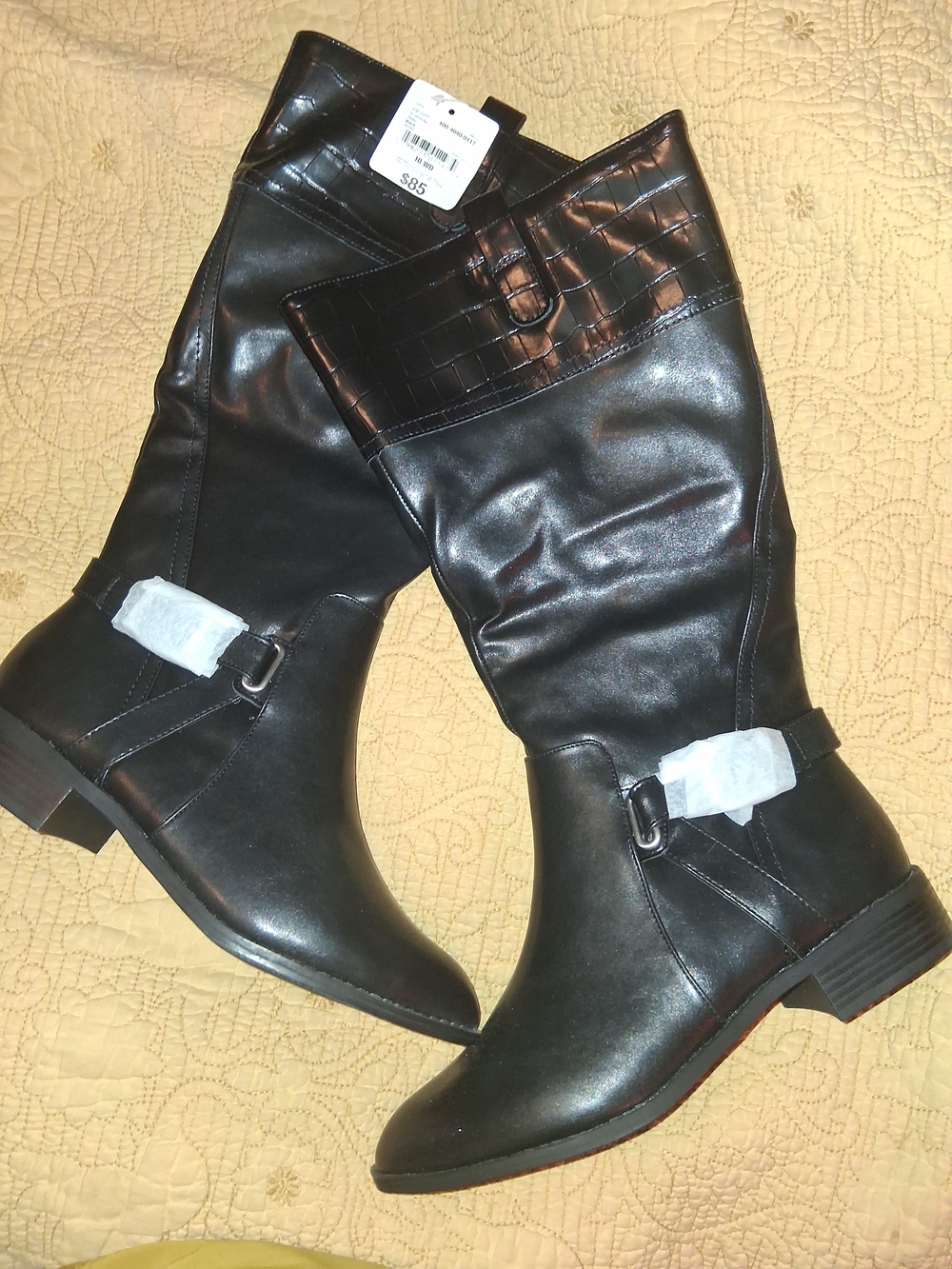 NWT Women’s Black Knee-High Riding Boots Wide Calf- St. Johns Bay